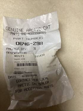 0646-298 Arctic Cat Oem Snowmobile 1 Set Of 3 Torque Button Plugs