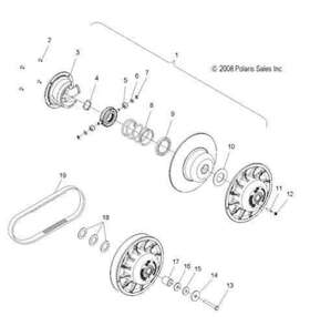 1323745 Polaris Genuine Oem Part Asm. Driven Clutch Basic Lwt Spl