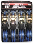 Erickson 1"X15' 1200LB Rubbr Ratchet Tie-down 4PK 31415. Fixed Price $24.00.