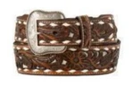 Nocona Western Belt Mens Tapered Calf Hair Underlay Black & White - N210008. Fixed Price $80.00.