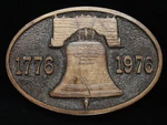 OC19171 *nos* Vintage 1976 **liberty Bell** Bicentennial Brasstone Belt Buckle. Fixed Price $13.00.
