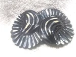 Black With White Trim Ribbed Fan Shape Sea Shells Wrap Belt Buckle Women Great. Fixed Price $11.99.